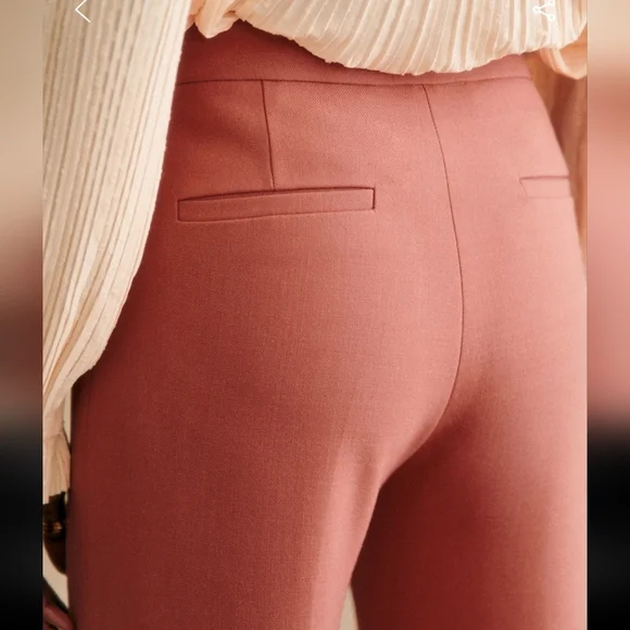 Sezane Dan Mid-RiseTrousers in Rosewood - Picture 2 of 3